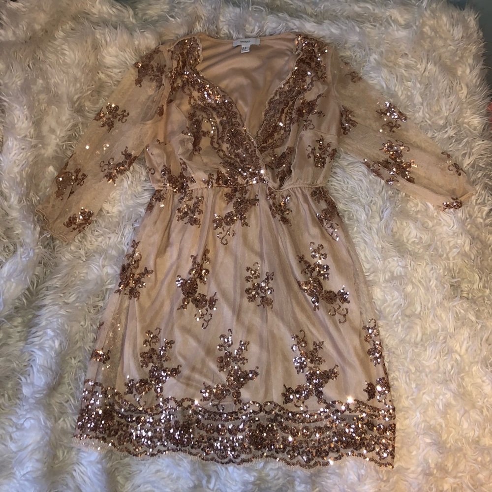 Forever 21 Plus Size Gold Party Dress